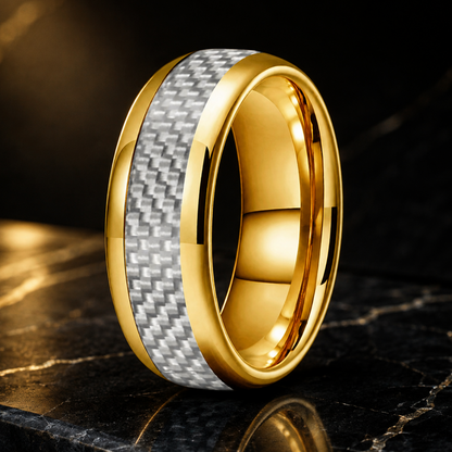 The Pinnacle—White Carbon Fiber Tungsten Ring
