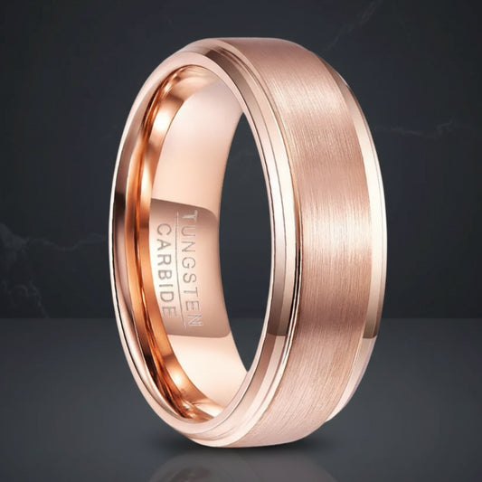 8mm Rose Gold Tungsten Wedding Band 