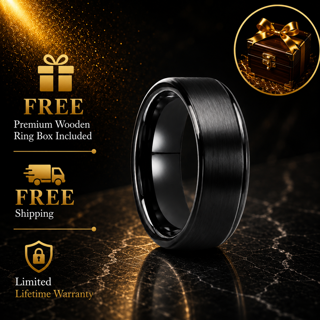 The Shadow — 8mm Black Tungsten Ring