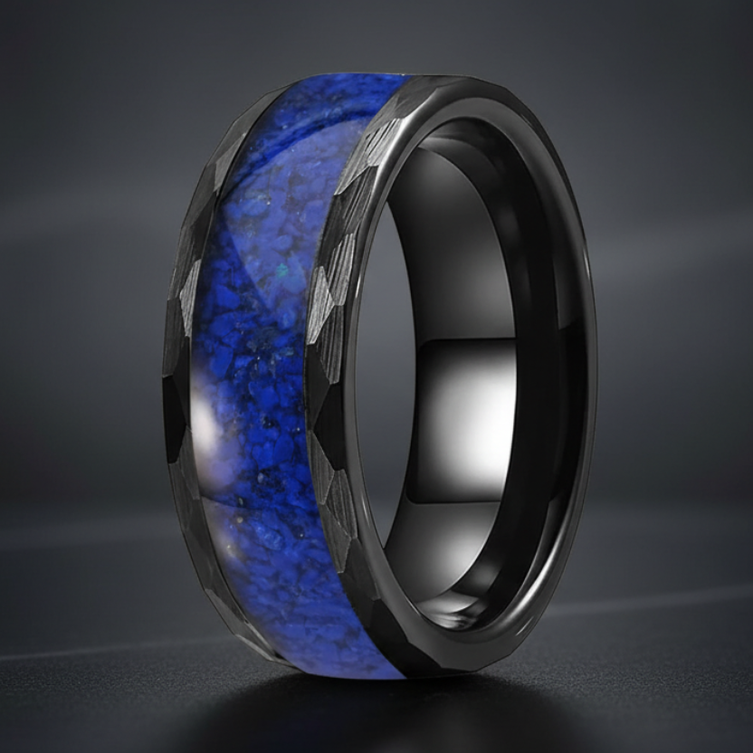 The Sovereign Oath; hammered tungsten band