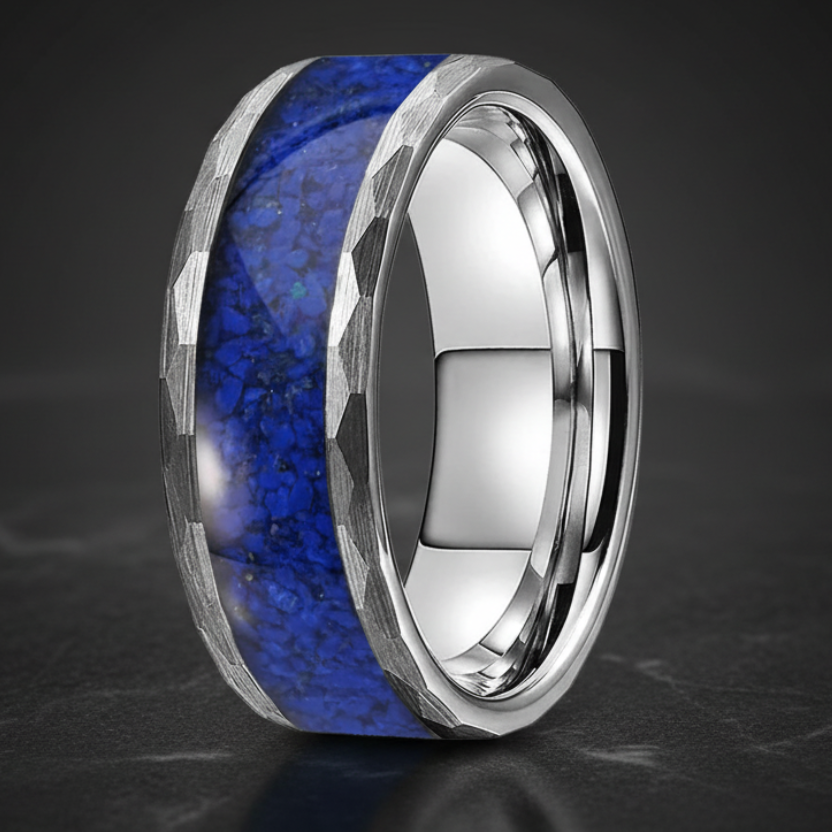 The Sovereign Oath-hammered tungsten band