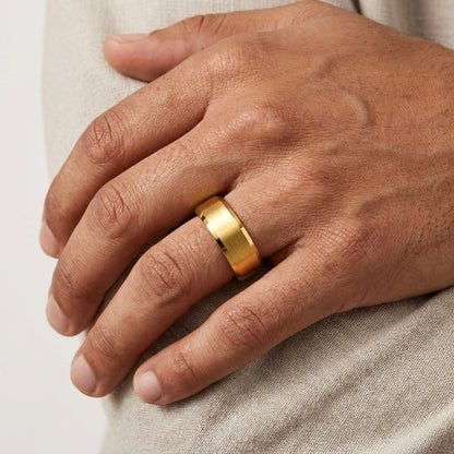 The Steadfast- 8mm gold tungsten ring