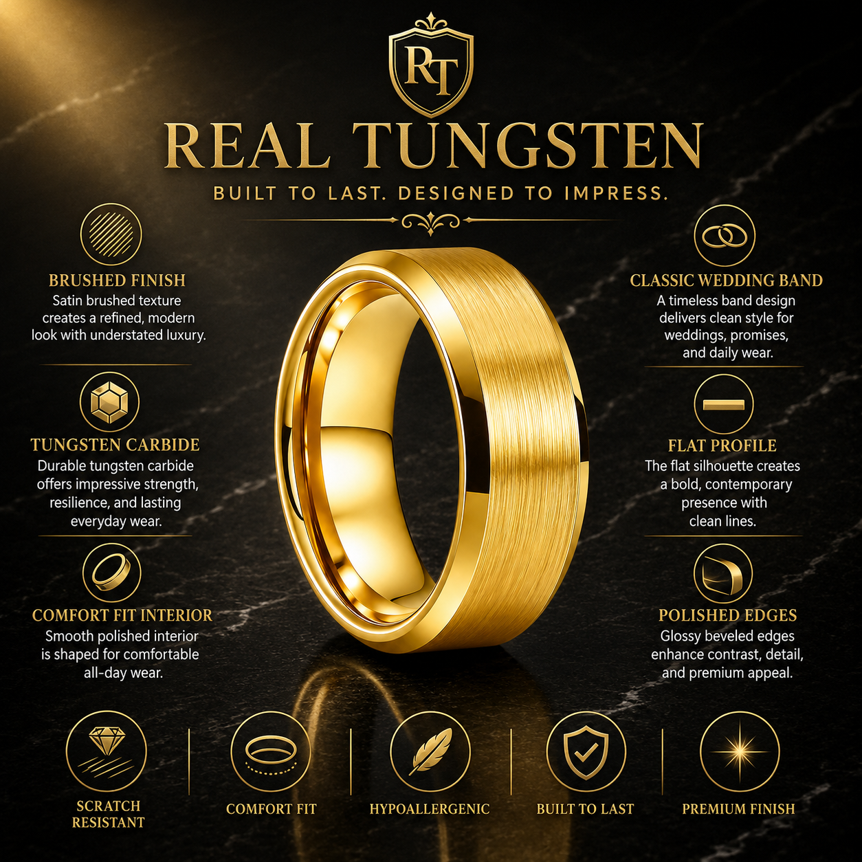 The Steadfast | Brushed Tungsten Wedding Band
