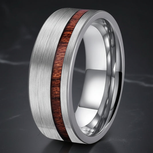 The Truewood Vow-silver wood tungsten ring