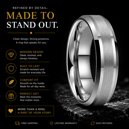 The Weston —Silver Tungsten Engagement Ring