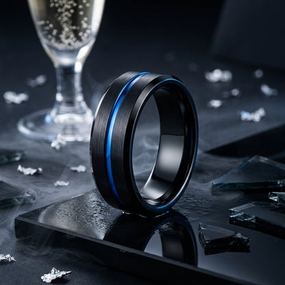Thin Blue Line Tungsten Ring