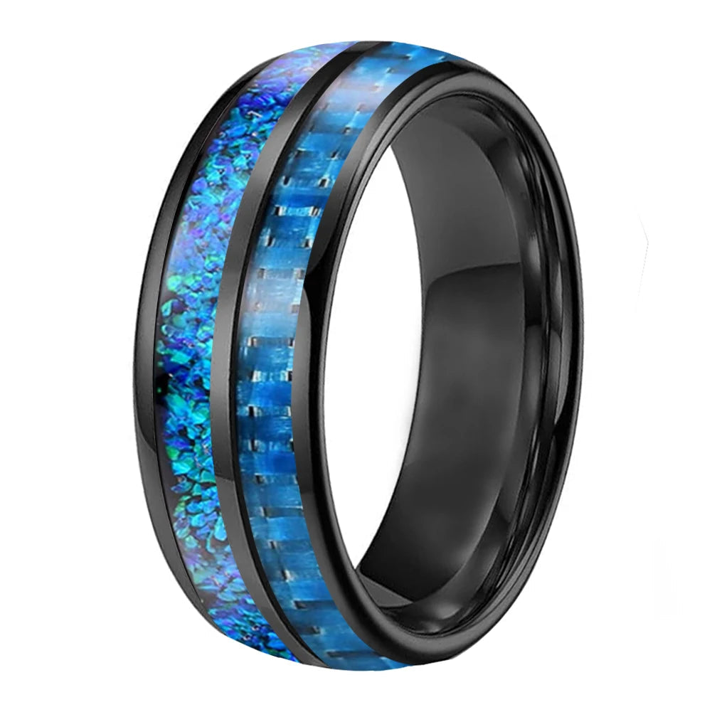 Tungsten Blue Carbon Fiber Ring