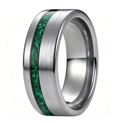 Tungsten Carbide Ring with Green Malachite Inlay