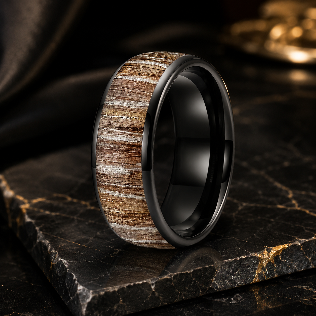 Tungsten Carbide Zebrano Wood Ring