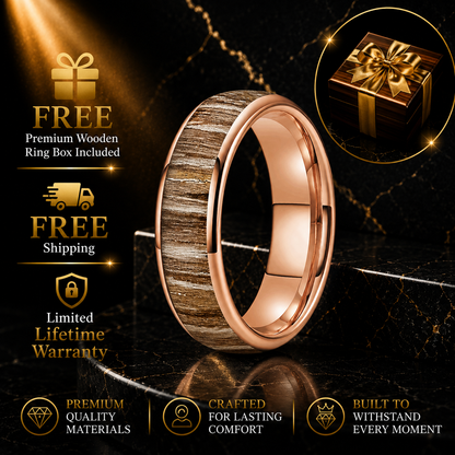 Tungsten Carbide ring with Zebrano Wood inlay