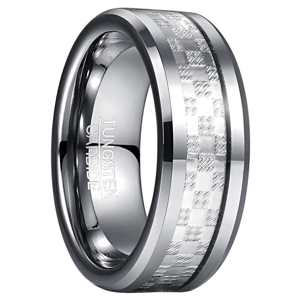 Tungsten Checkered Ring