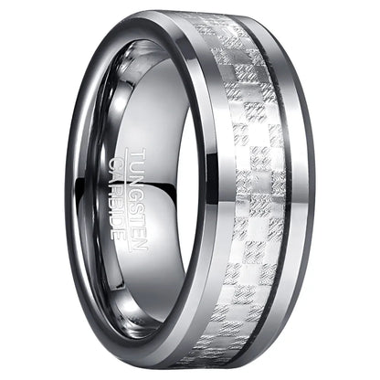 Tungsten Checkered Ring