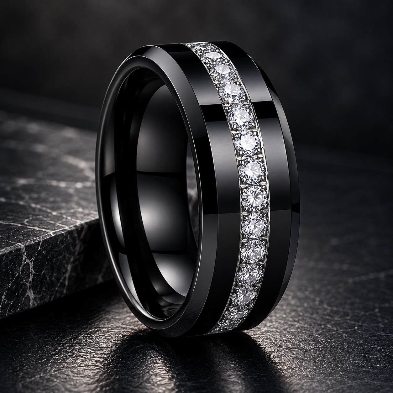 Tungsten Cubic Zirconia Ring