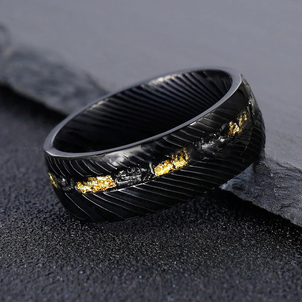 Tungsten Damascus Pattern Ring