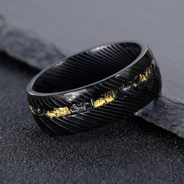 Tungsten Damascus Pattern Ring