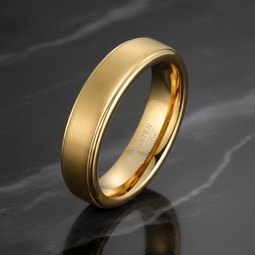 5mm Gold Tungsten Carbide Engagement Ring