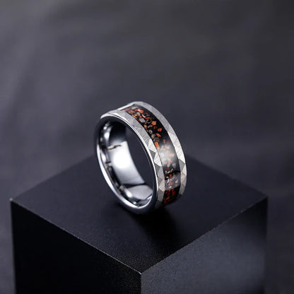 Tungsten Meteorite Dinosaur Bone Ring