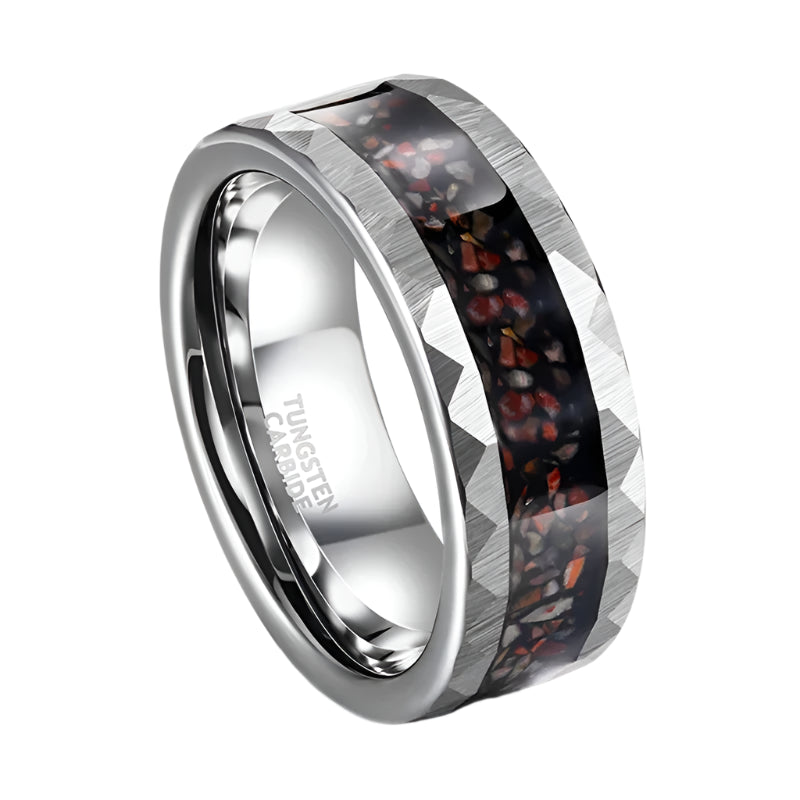 Tungsten Meteorite Dinosaur Bone Ring