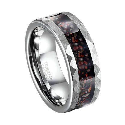 Tungsten Meteorite Dinosaur Bone Ring