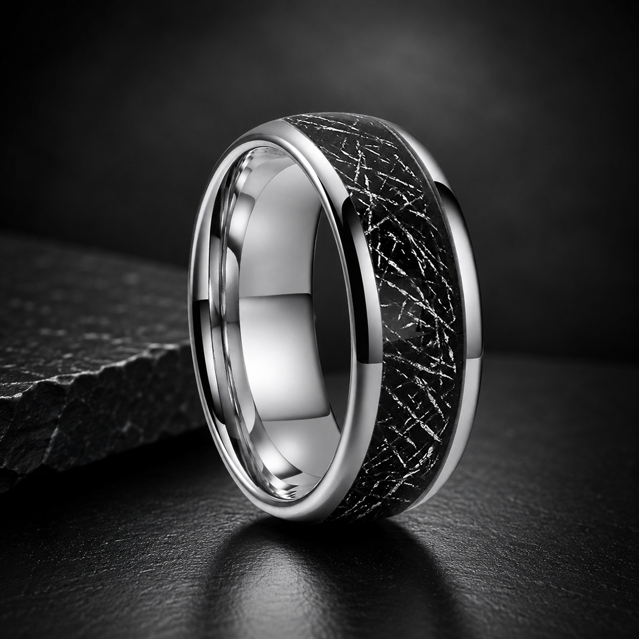 Tungsten Meteorite Wedding Band