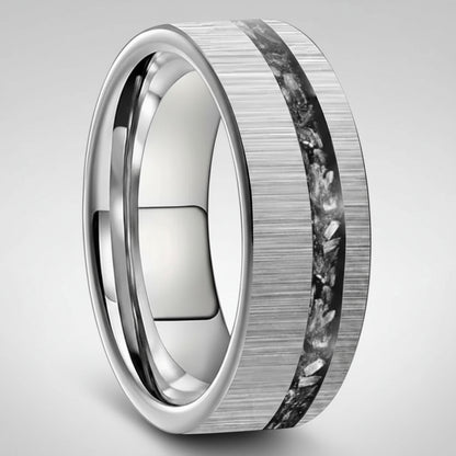 Tungsten Offset Meteorite Ring
