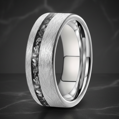 Tungsten Offset Meteorite Ring - RealTungsten