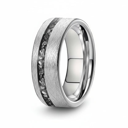 Tungsten Offset Meteorite Ring
