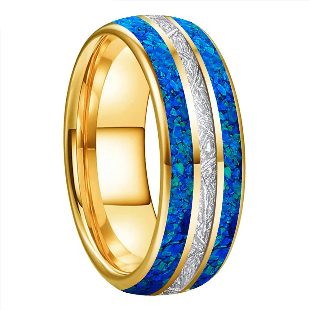 Tungsten Opal Ring with Meteorite