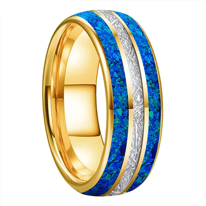 Tungsten Opal Ring with Meteorite