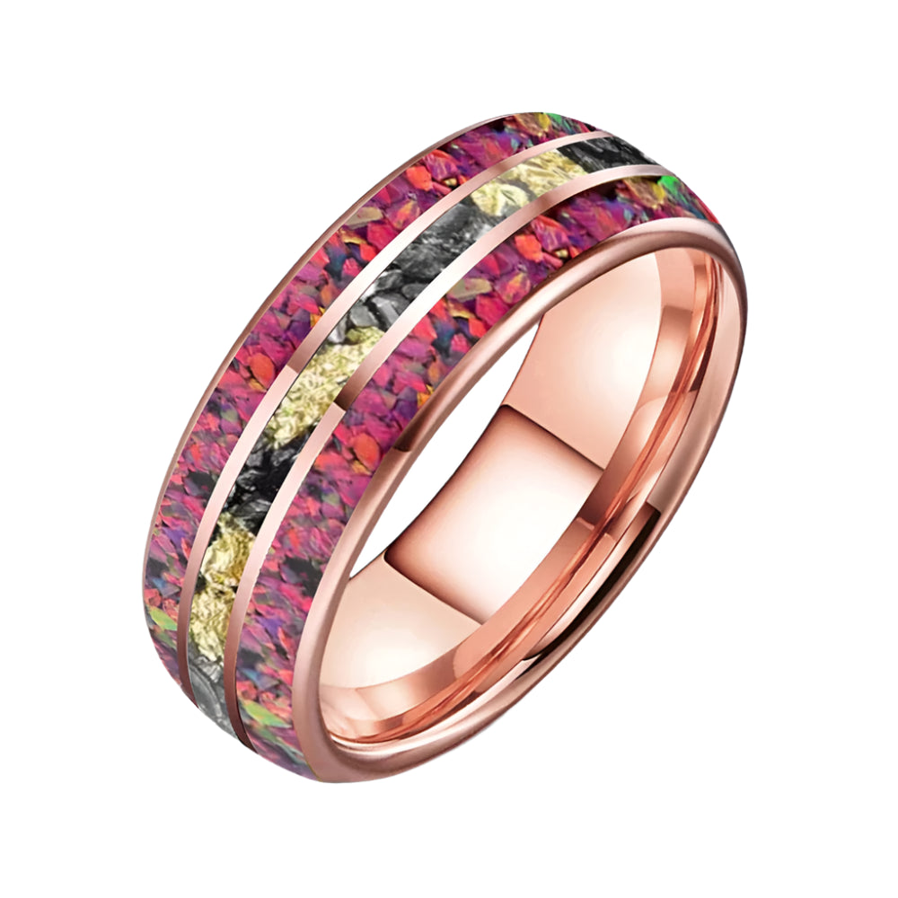 Tungsten Opal Ring with Meteorite