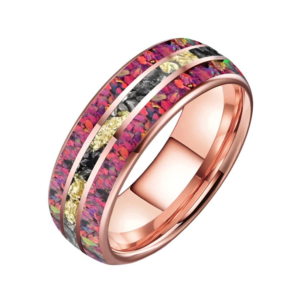 Tungsten Opal Ring with Meteorite