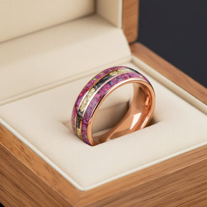 Tungsten Opal Ring with Meteorite