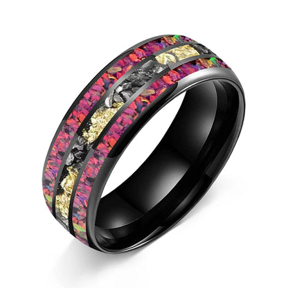 Tungsten Opal Ring with Meteorite