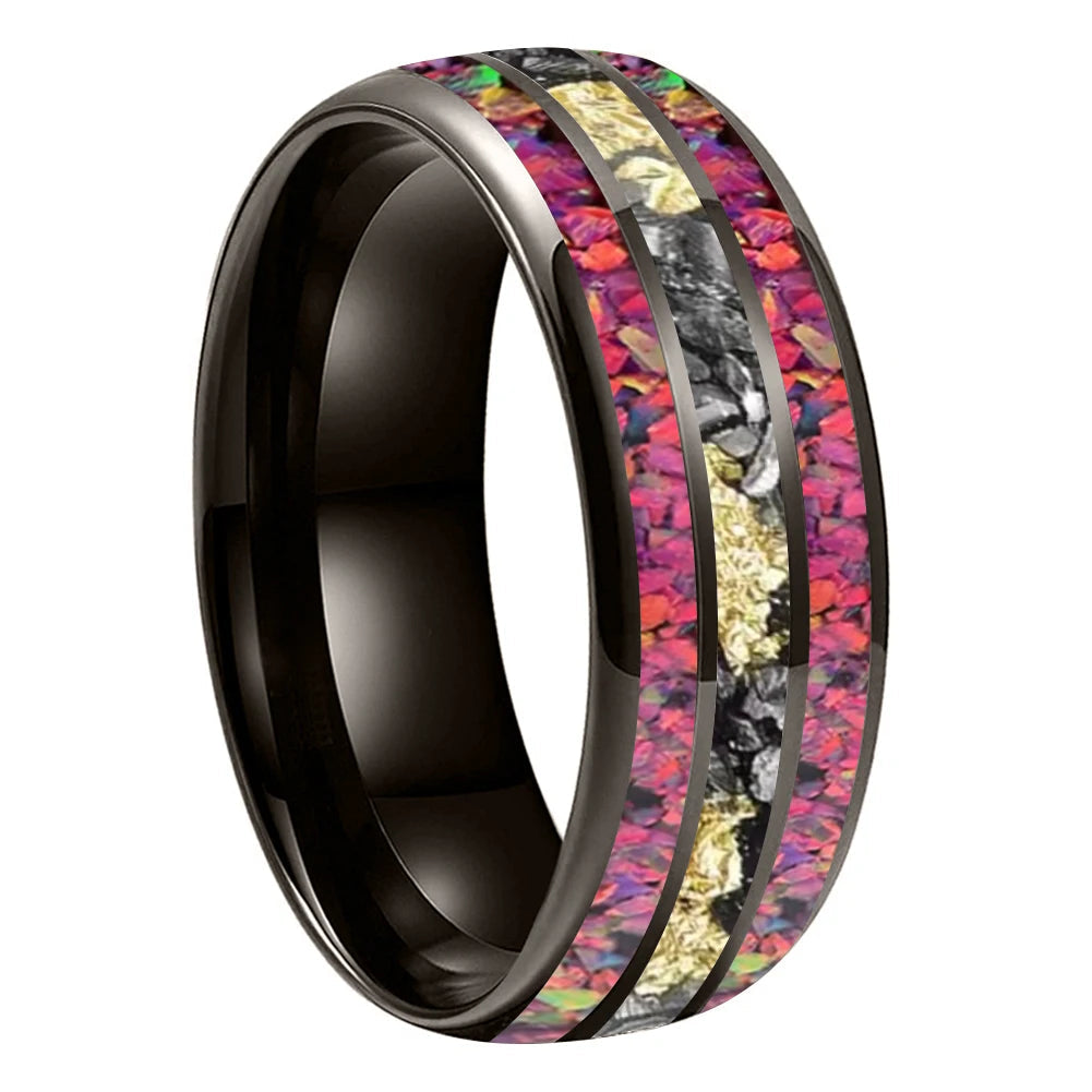 Tungsten Opal Ring with Meteorite