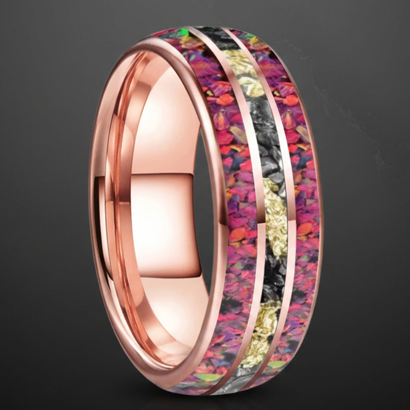 Tungsten Opal Ring with Meteorite