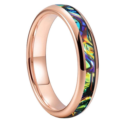 Tungsten Ring with Dragon Burl Dichrolam Inlay