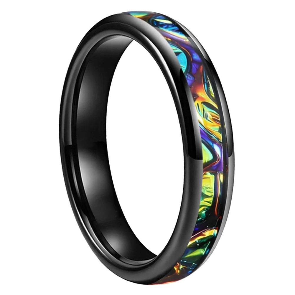 Tungsten Ring with Dragon Burl Dichrolam Inlay