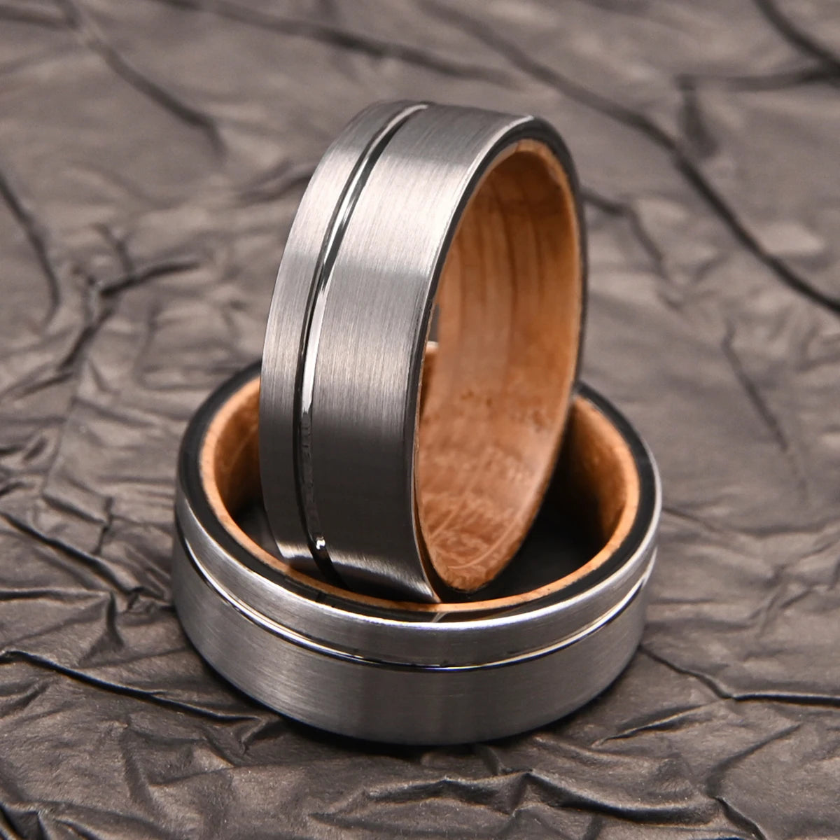 Tungsten Ring Wine Barrel Wood Inner Ring