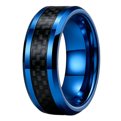 Tungsten Ring with Black Carbon Fiber Inlay