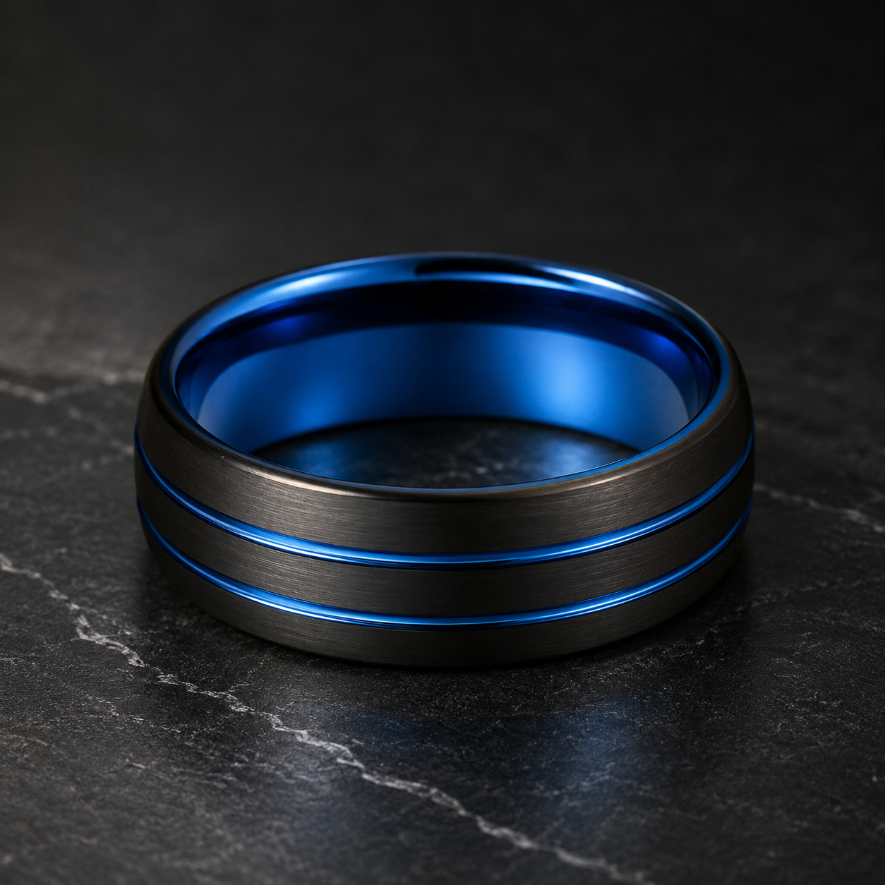 Tungsten Ring with Blue Inside
