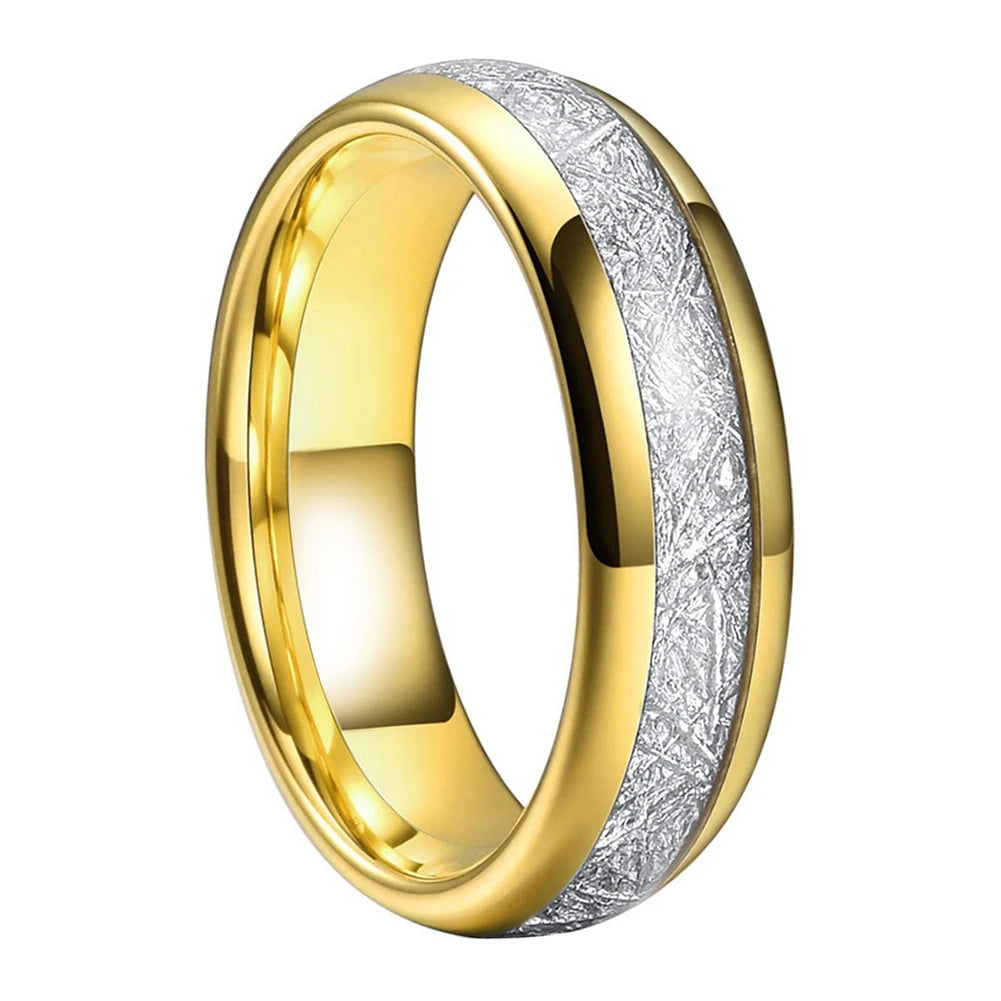 Tungsten Ring with Meteorite Inlay