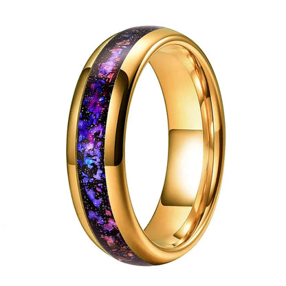 Tungsten Ring with Orion Nebula & Meteorite Inlay