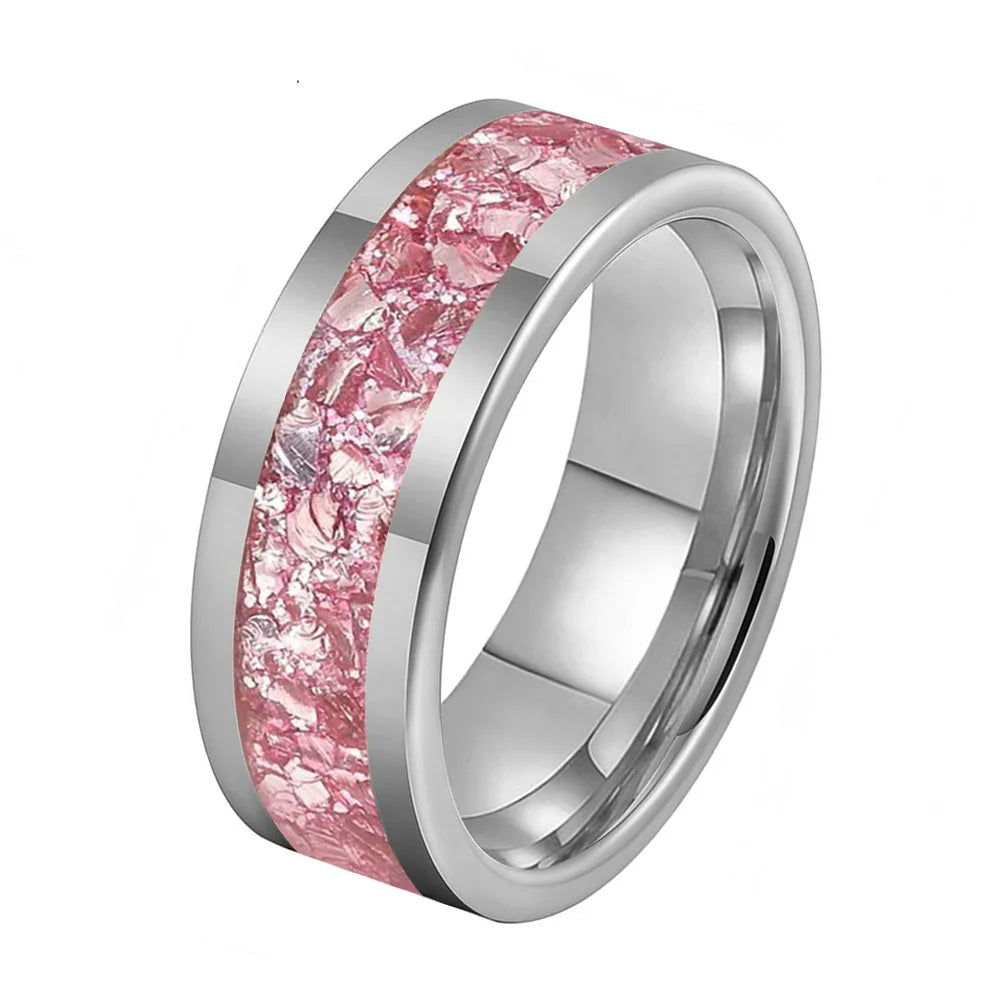 Tungsten Ring with Pink Morganite Inlay