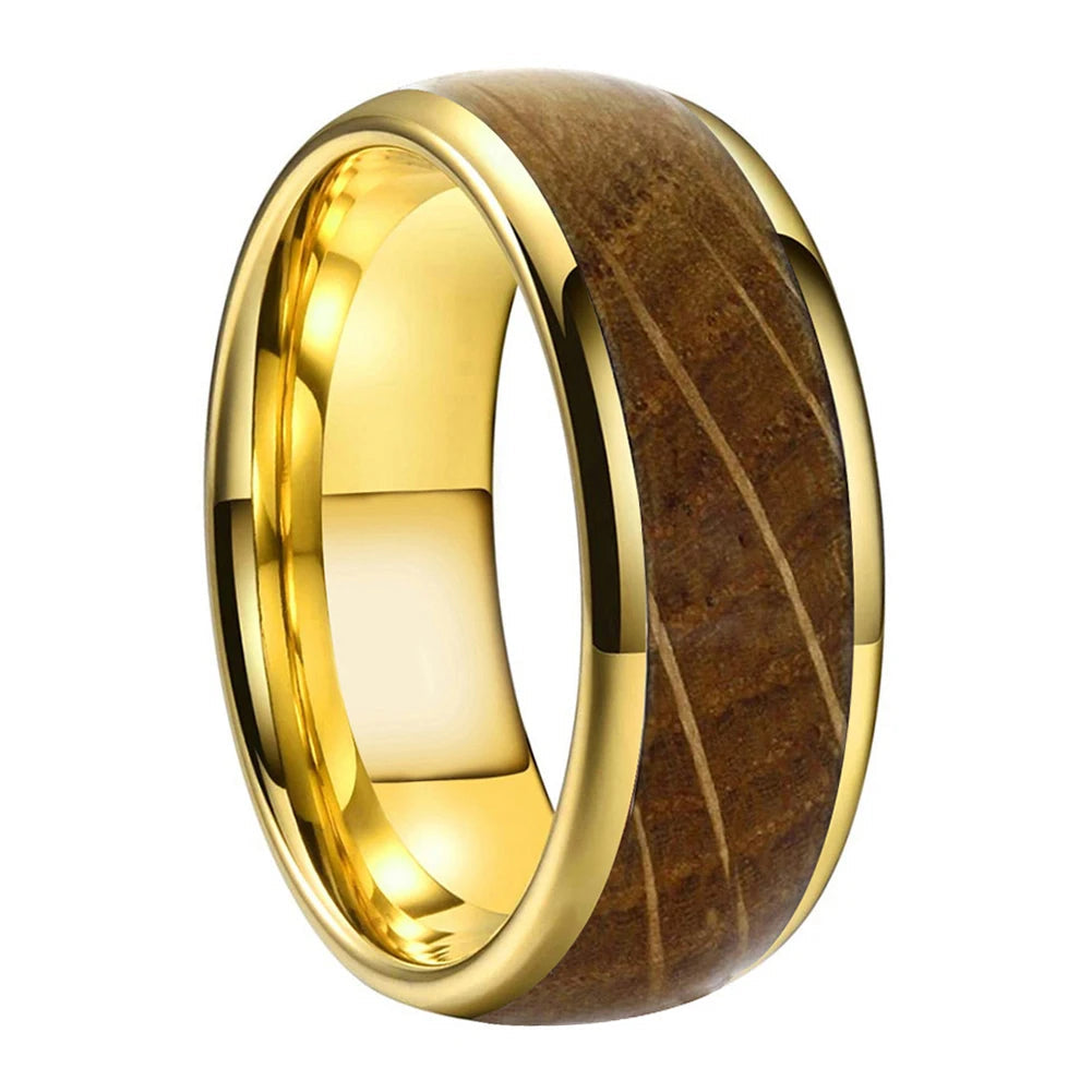Tungsten Ring with Wood Inlay