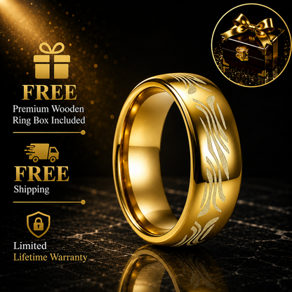 Tungsten Ring with Zebra Stripe Engraving