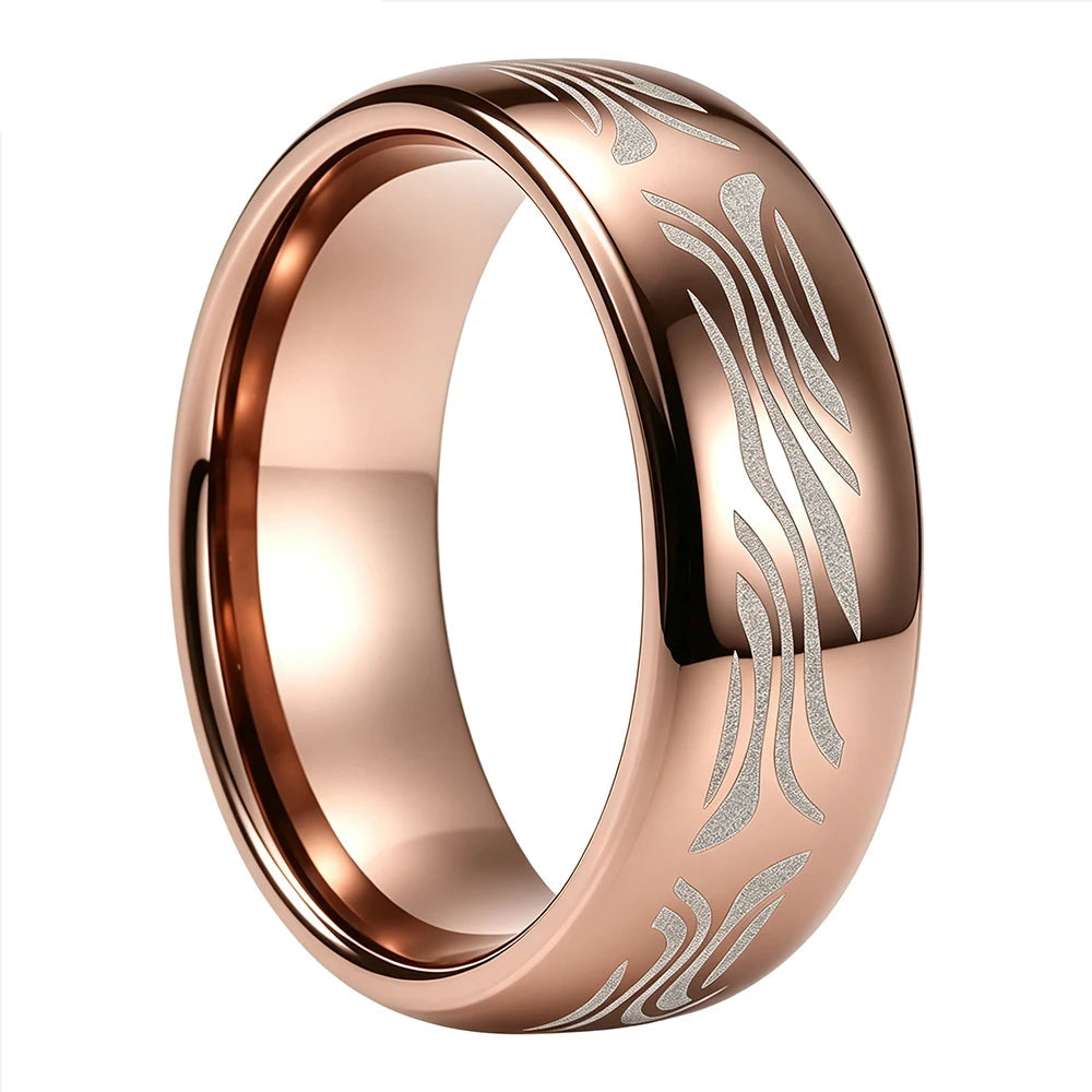 Tungsten Ring with Zebra Stripe Engraving