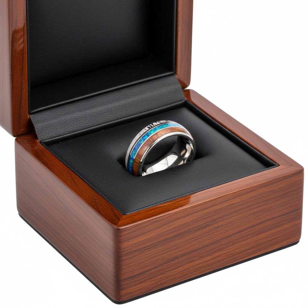 Tungsten Deer Antler Ring