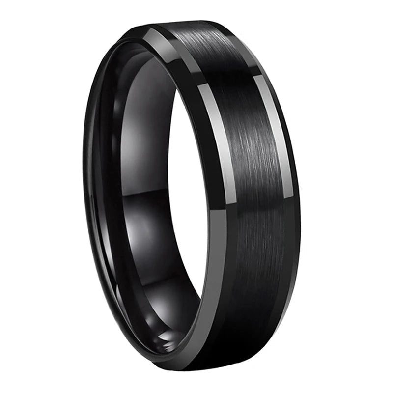 Tungsten Black ring with a brushed center