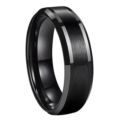Tungsten Black ring with a brushed center