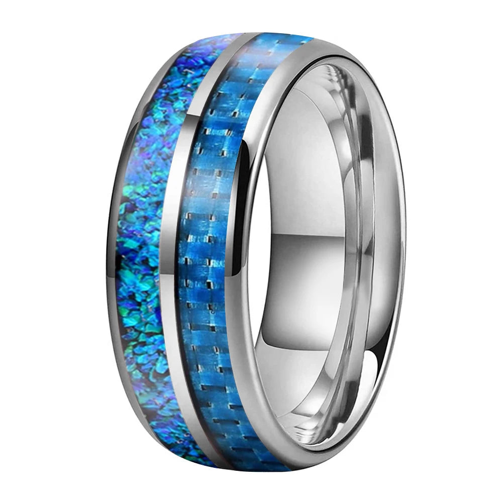 Tungsten Blue Carbon Fiber Ring